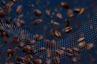 coffee beans with blue background