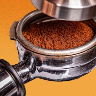 Piston filled with coffee