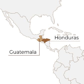 Map of Guatemala and Honduras