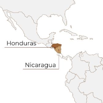 Map Nicaragua and Honduras